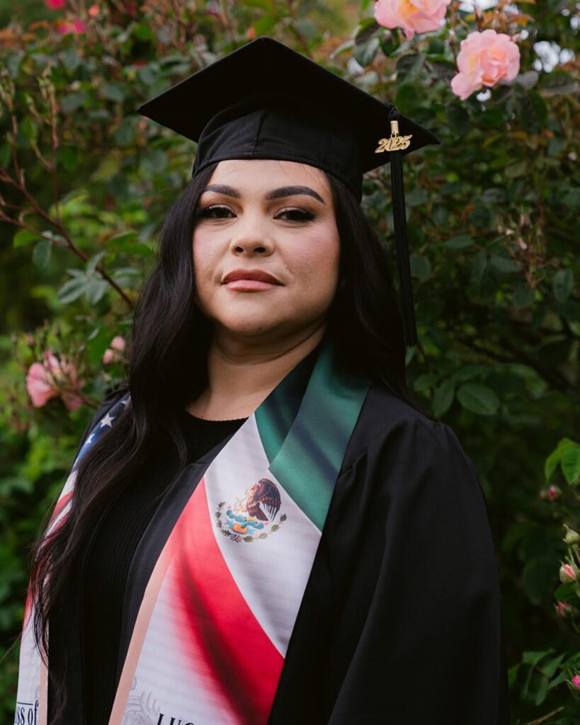 Director Lucy in her graduation robe